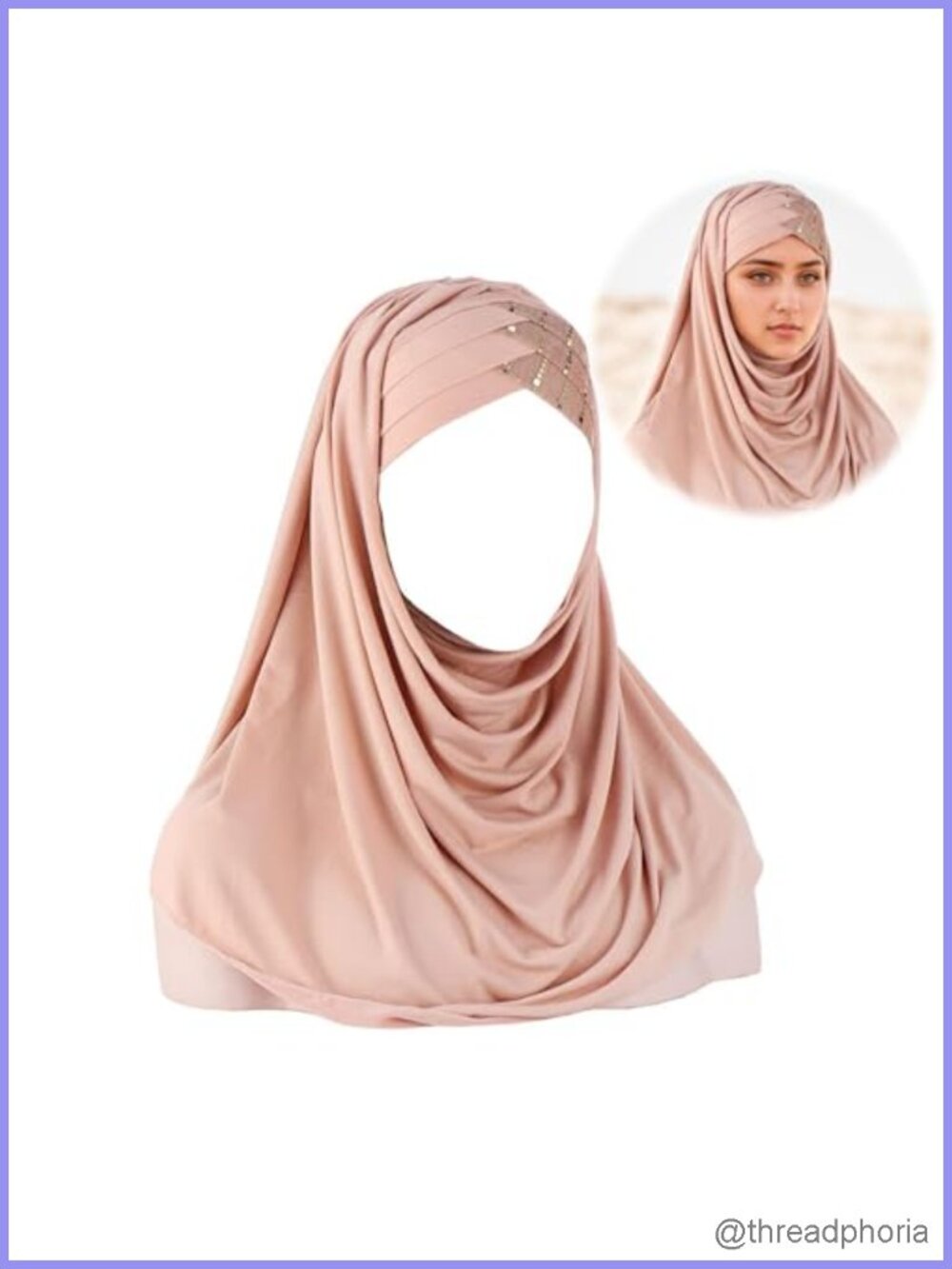 Sequin Hijab Head Wrap Stretch Elastic Lightweight Islamic Scarf Women